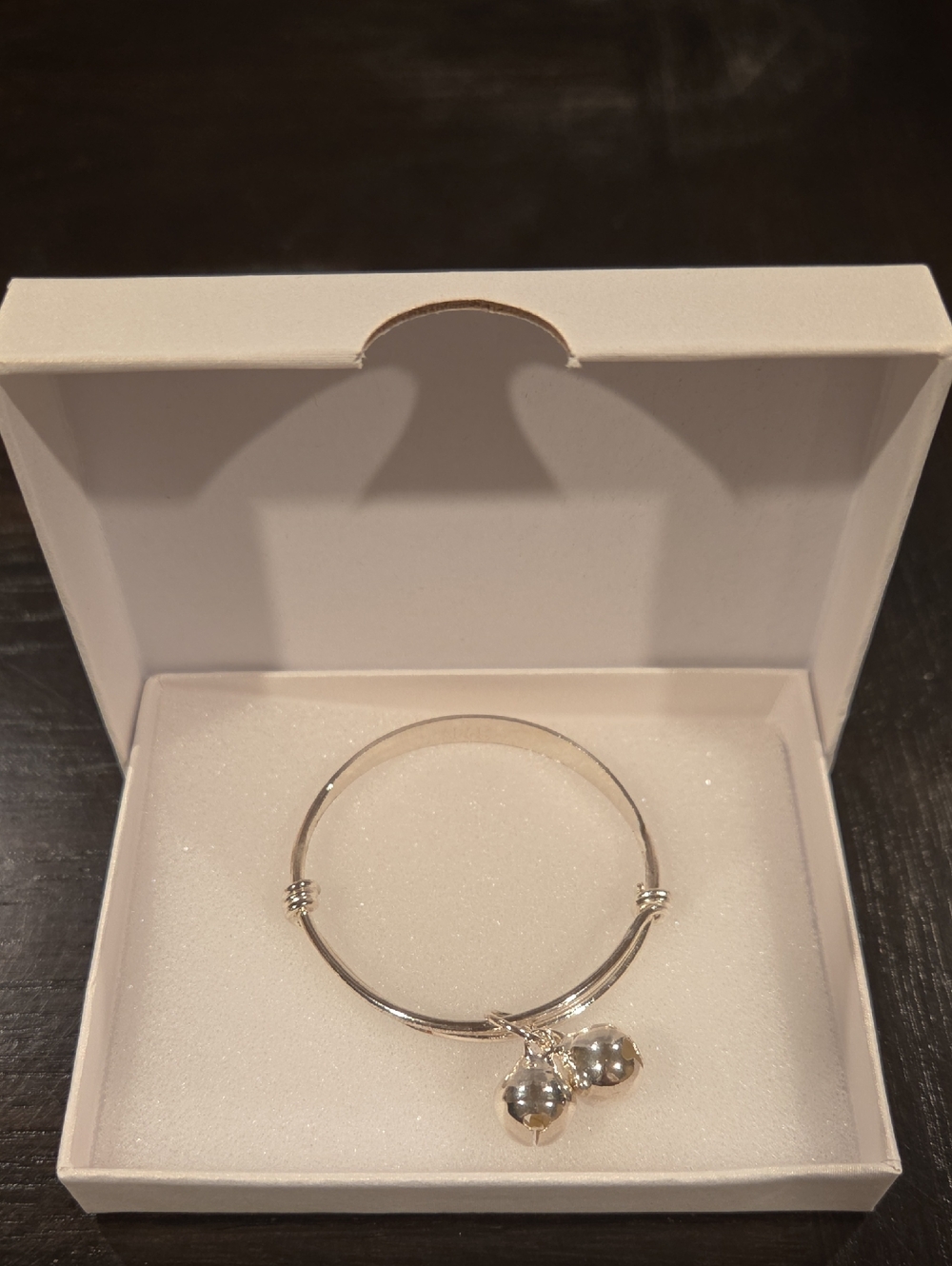 925 Sterling Silver Charm Bangle Bracelet with Double Bell Charms for Baby